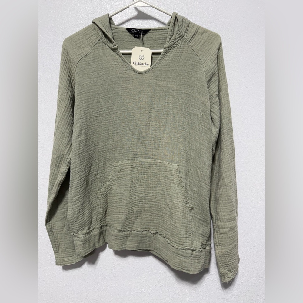 Charlie B Celadon Bubble Gauze Hoodie